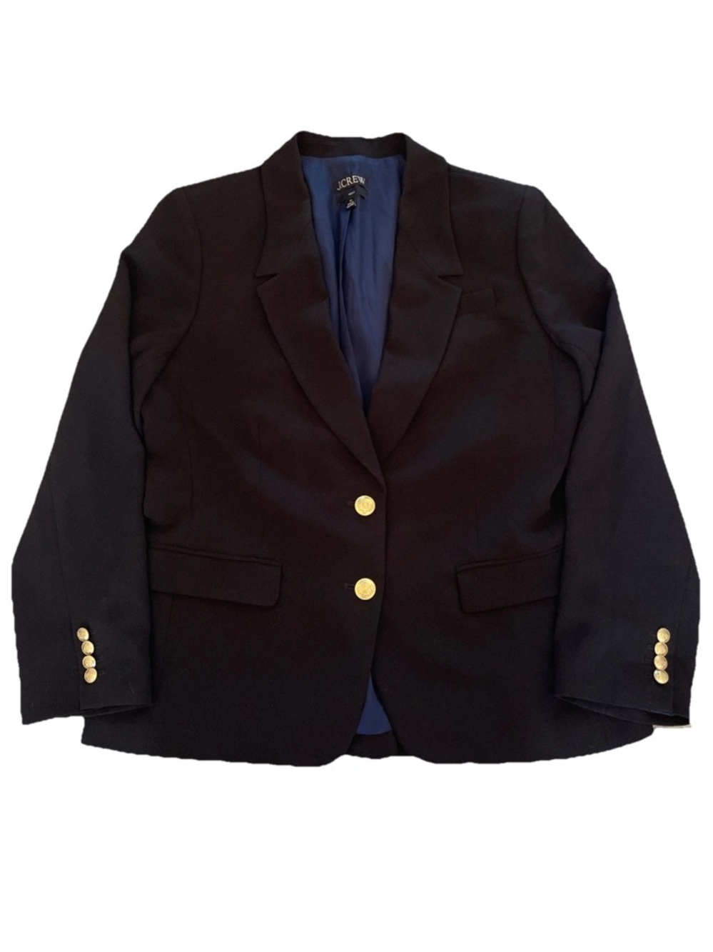 J. Crew Black Willa Blazer Womens 16 Gold Buttons Jacket Classic Preppy Business